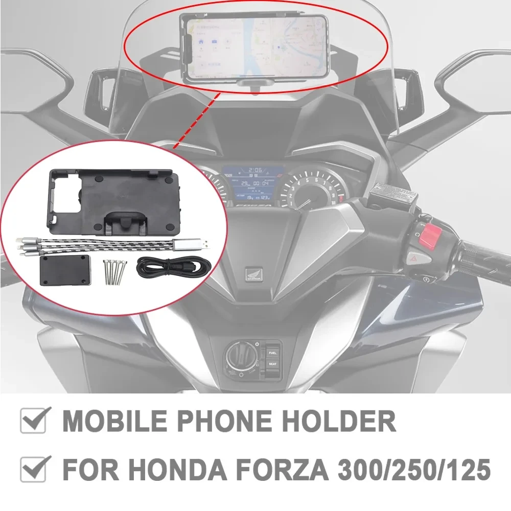 

NEW Motorcycle Front Phone Stand Holder GPS Navigaton Plate Bracket For Honda Forza 300 250 125 MF13 Forza300