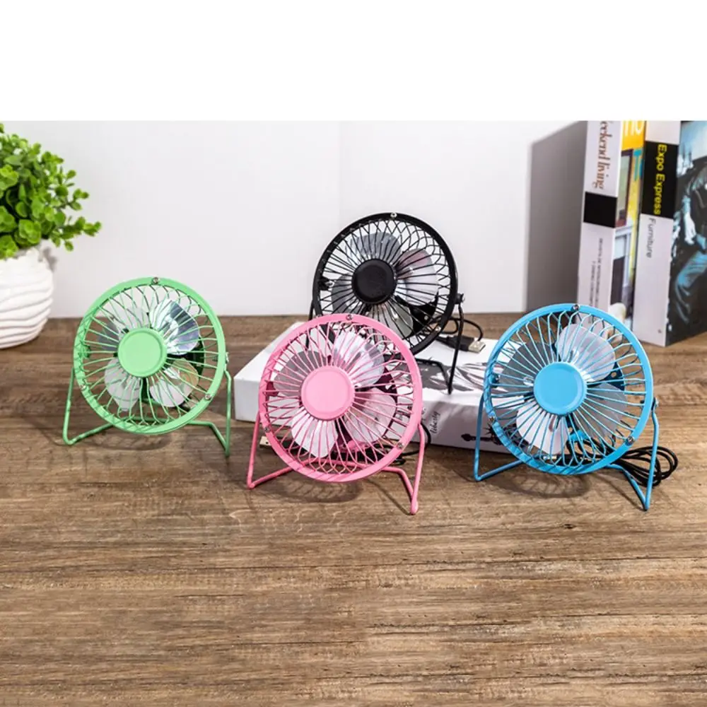 Ferroalloy Mini USB Fan USB-Powered 4 Inch Cooling Fan Strong Wind Silent 360 Degree Rotatable Silent Breeze Fan Home Office