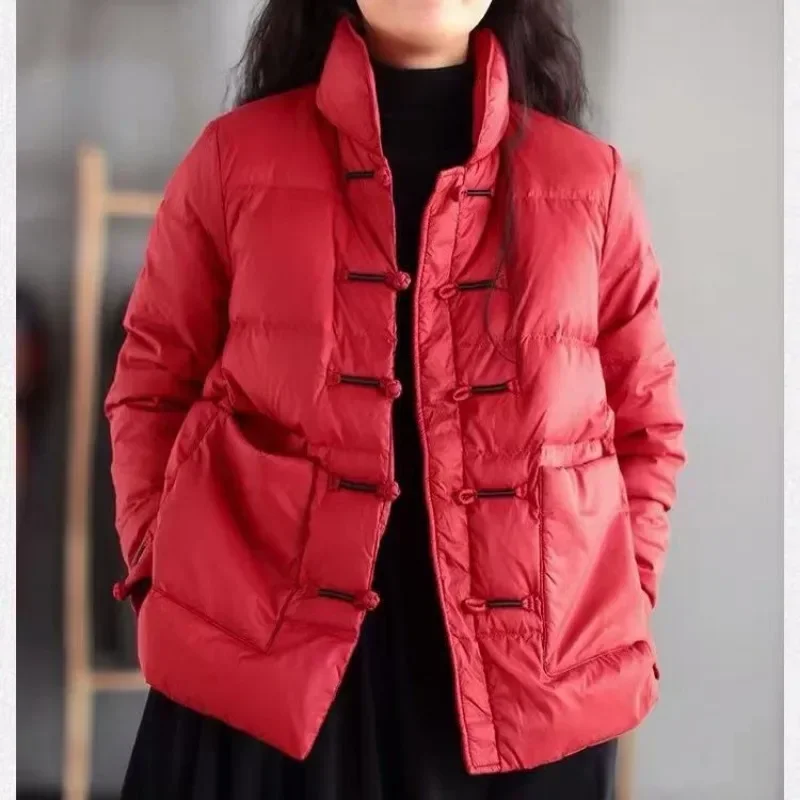 Vintage gewatteerde pufferjas met enkele rij knopen Winterwarme lichtgewicht parka Winddichte bovenkleding WinterkledingTrends jas Nieuw