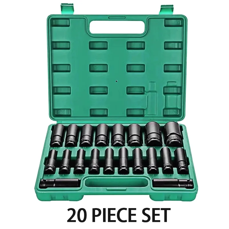 10/15/20pcs 1/2 Inch Socket Wrench Set Hexs Socket Head 8~32mm Adapter Spanner Converter Electric Impact Wrench Socket Sets