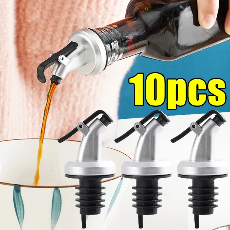 10/1Pc Oil Bottle Stopper Cap Dispenser Sprayer Lock Wine Pourer Sauce Nozzle Liquor Leak-Proof Plug Bottle Stopper Kitchen Tool