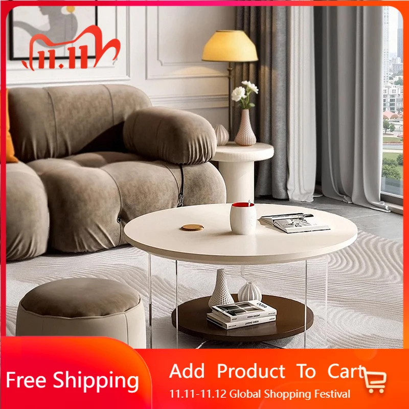 

Transparent Acrylic Coffee Table Modern Wood Living Room Simple Coffee Table Small Aesthetic Meubles Entrance Hall Furniture