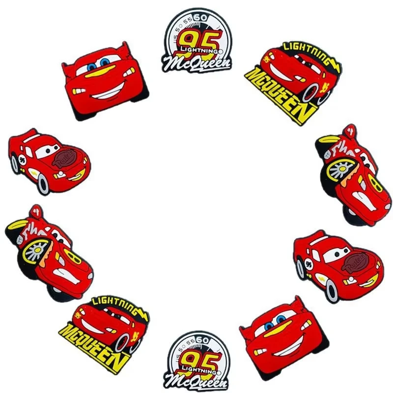 Breloques de chaussures série McQueen, 10 pièces, accessoires de décoration pour chaussures de dessin animé, pour sandales, cadeaux de fête pour garçons et filles