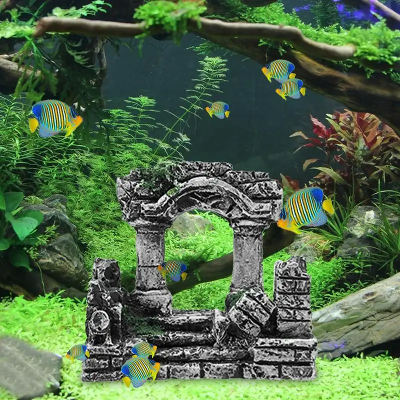 Aquarium Fish Tank Square Roman Stone Column Resin Handmade Stone Decoration Retro Landscaping Aquarium Fish Tank Fish Tank