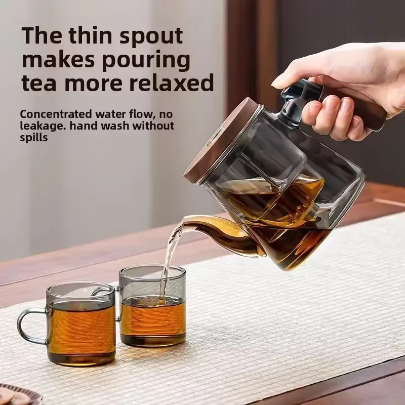 The all-glass inner pot of the teapot is a Household Push-button Tea-water Cup Separation with a Floating Design