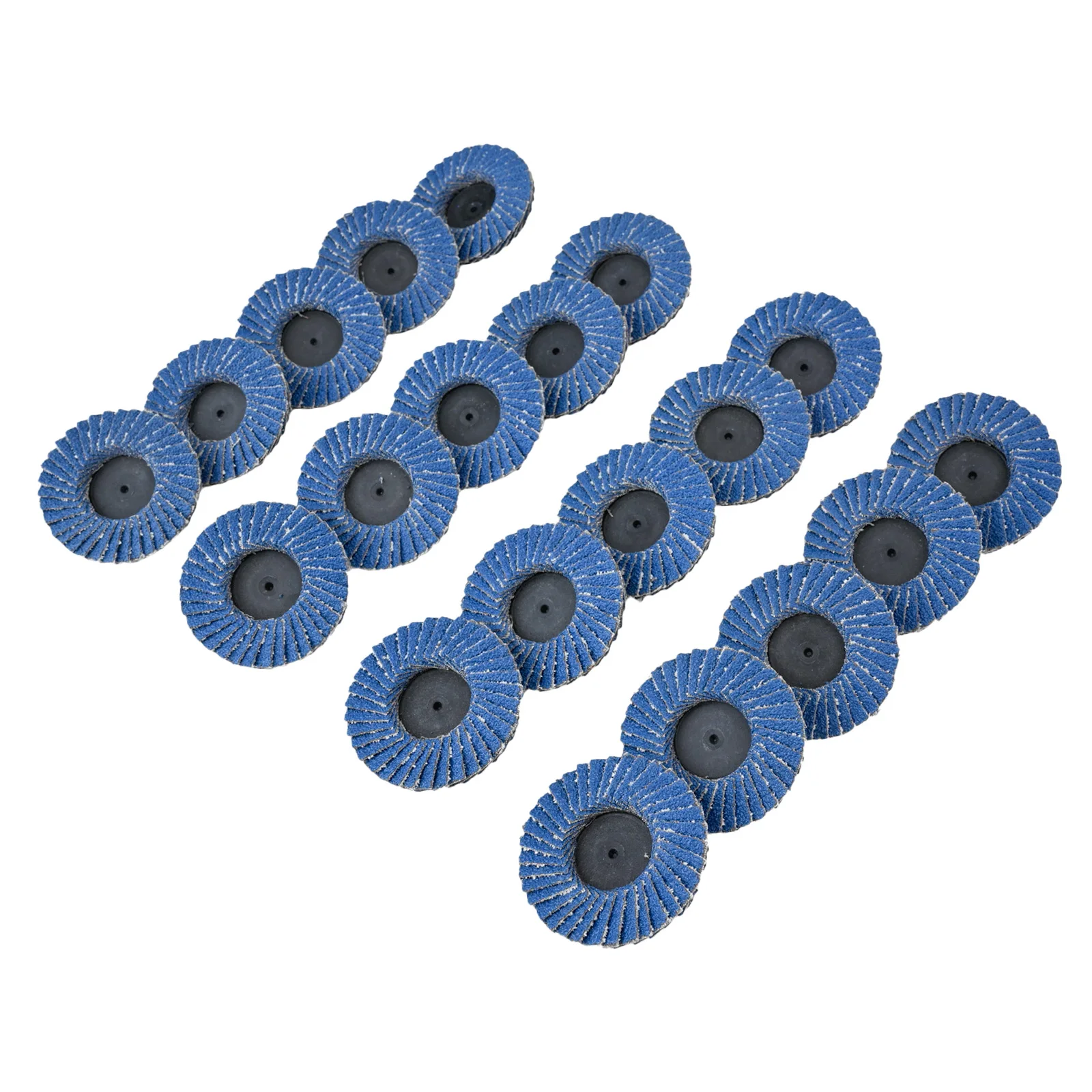 Sanding and Polishing Tool Set Contains Twenty Flat Flap Discs with Roll Lock Mechanism Size Two Inches Grit Forty