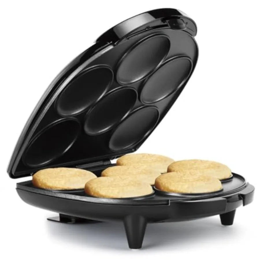 Máquina Multiusos Antiadherente de 6 Secciones para Hacer Mini Arepas, Panqueques, Tortitas de Maíz y Más - Electrodoméstico de Cocina Ideal para Preparaciones Rápidas