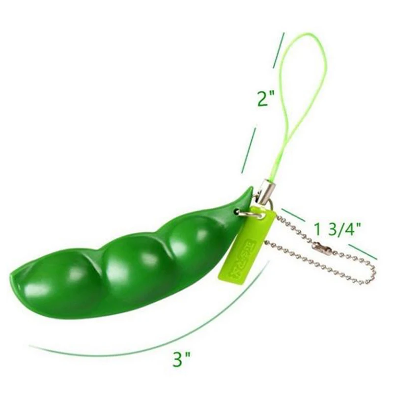 Squeeze Peas Bean Keychain Anti Stress Toy Decompression Rubber Relaxer