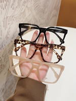 3Pcs Fashionable Large Frame Square Glasses - Lightweight and Plaid Wearable, Pc Lenses for Beach Party and Street Style