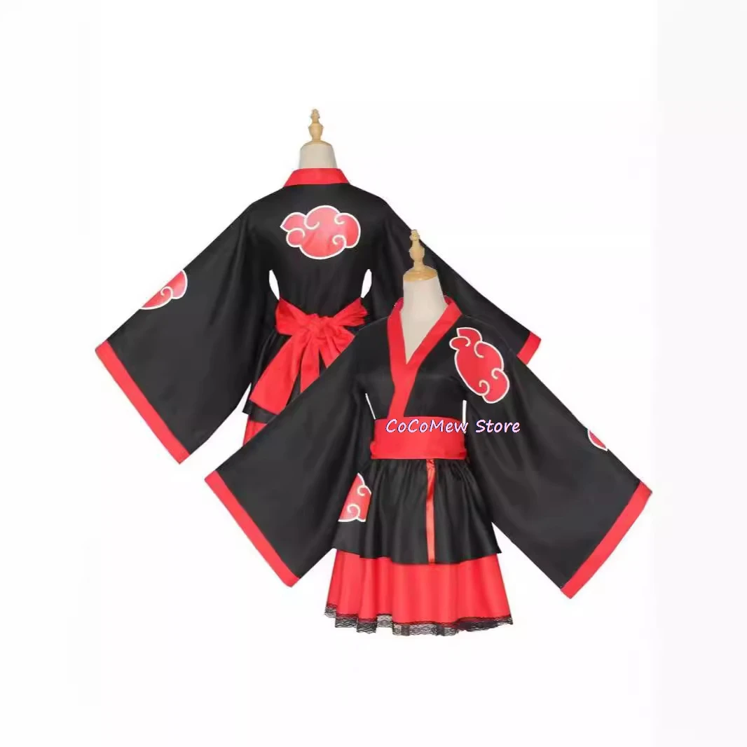 Anime Cosplay female Dress Women Costume Akatsuki Kimono Girl Dress Uchiha Sasuke Lolita Clothing Suit party uniform