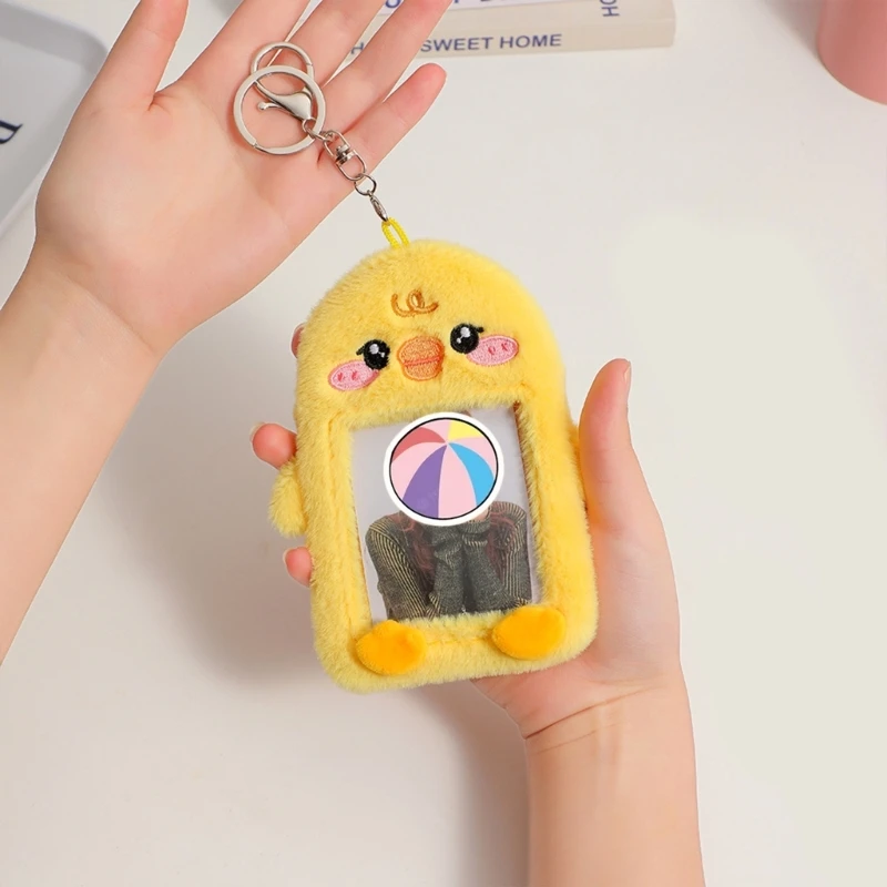 Animal Plush Keychain Card Holder Photo Card Protector Case for Kpop Fans