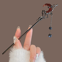 Gothic Style Pendant Hairpin For Women Metal Moon Tassel Hair Stick Vintage Dress Cheongsam Metal Jewelry Hair Accessories