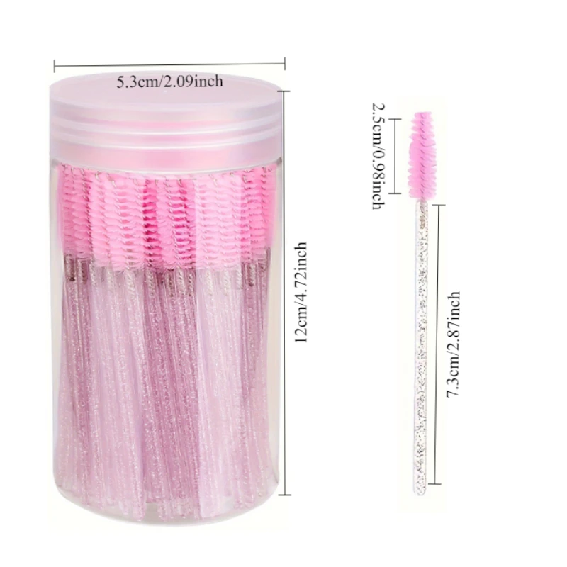 50 Uds. Pincel para rímel desechable, herramienta de maquillaje para extensión de rímel, color negro, rosa y blanco