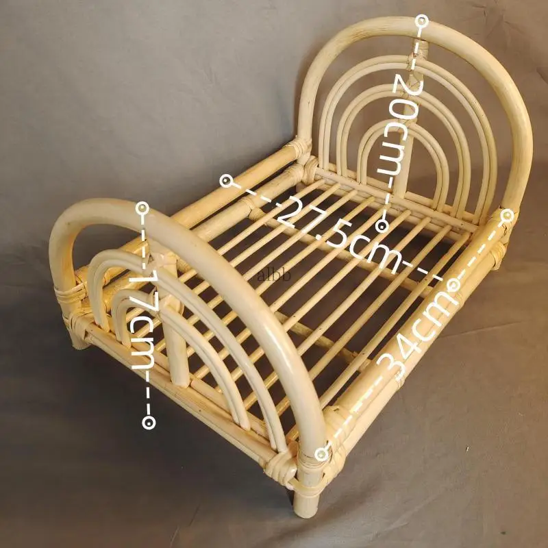 Newborn Photography Props Baby Basket Vintage Rattan Baby Bed Weaving Baskets Wooden Crib for Newborn Photo Shoot Furniture