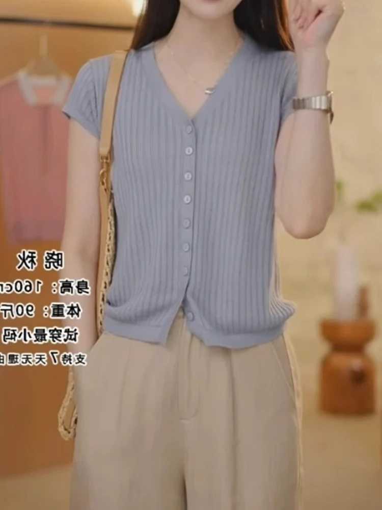 Efeito de emagrecimento gelo seda malha ort sve camiseta feminina fina verão design exclusivo coreano sle faionable topo