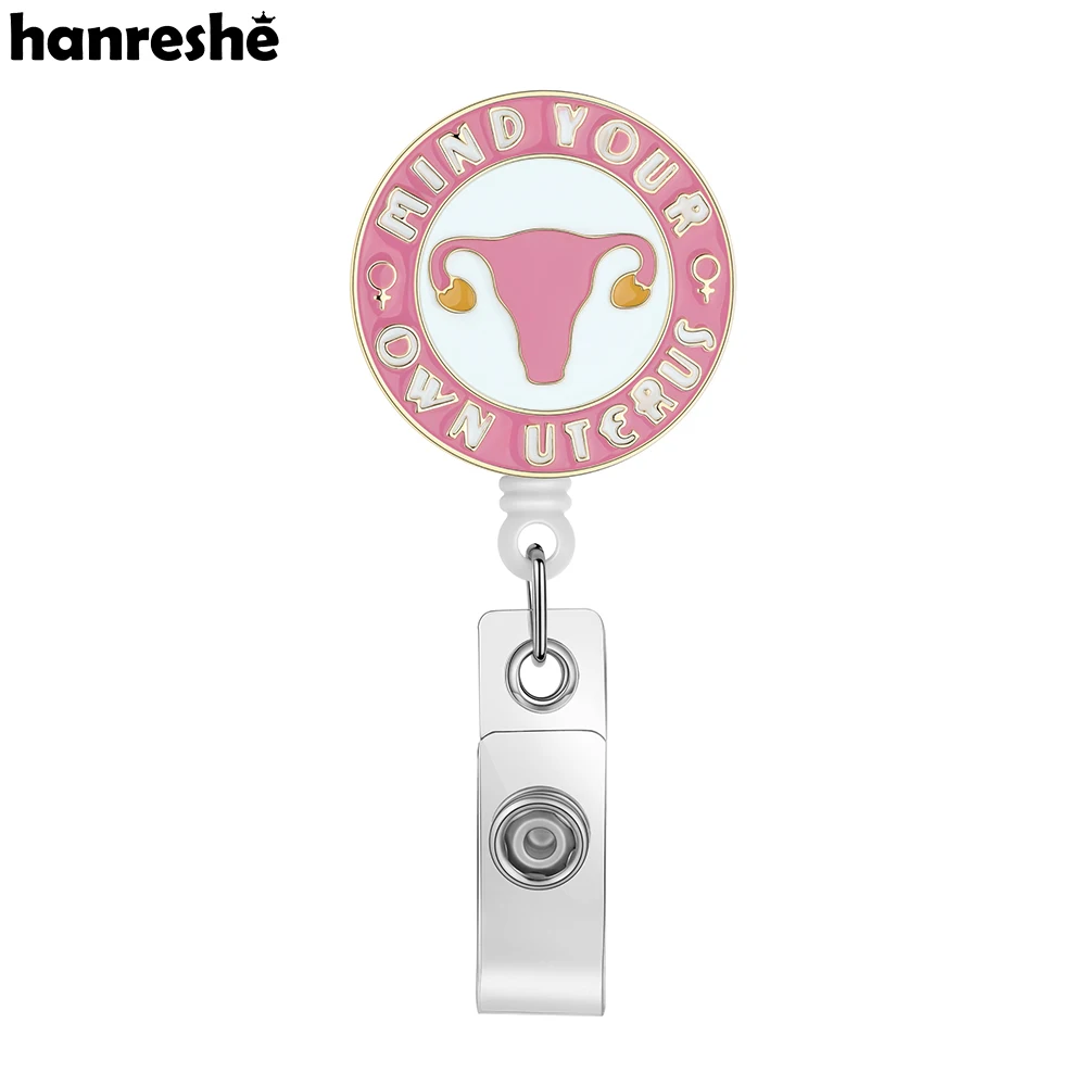 Hanrelhe jewelry Badge Reels retrattile smalto utero medico lavoro Badge Clip regalo per le donne personale medico