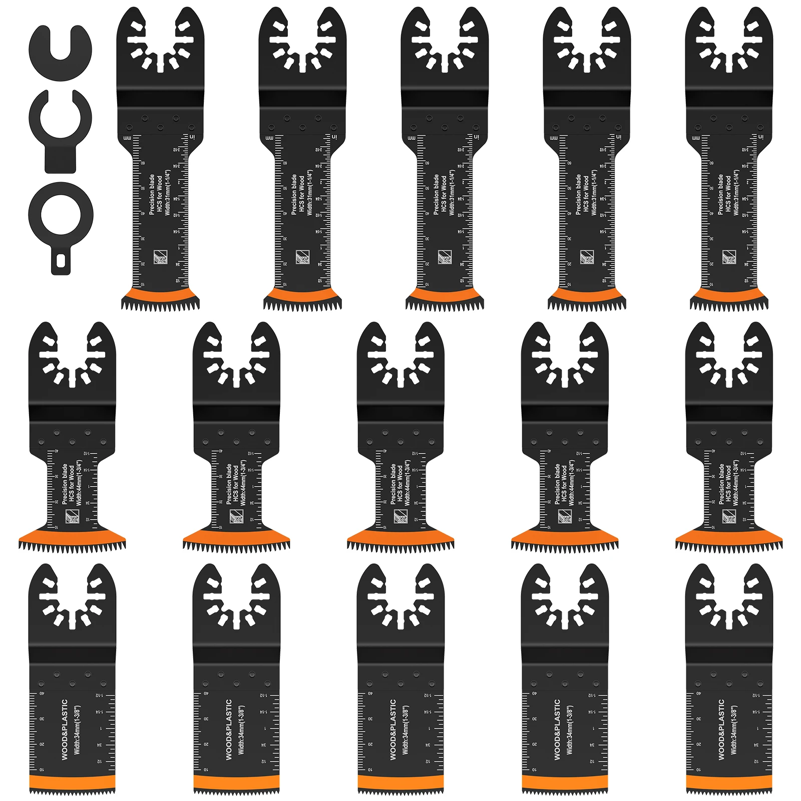 

15Pcs Japanese Oscillating Saw Blades High Carbon Steel Bi-Metal Curved Edge Multitool Blades Sharp Wear Resistant Cutter Blade