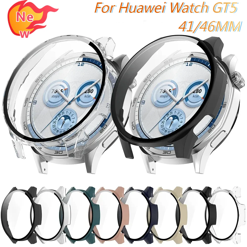 Huawei GT5 Glass+Shell 46mm 41mm Screen Protection Film Smart Watch Accessories PC Full Cover Bumper GT 5 46mm Tempered Film