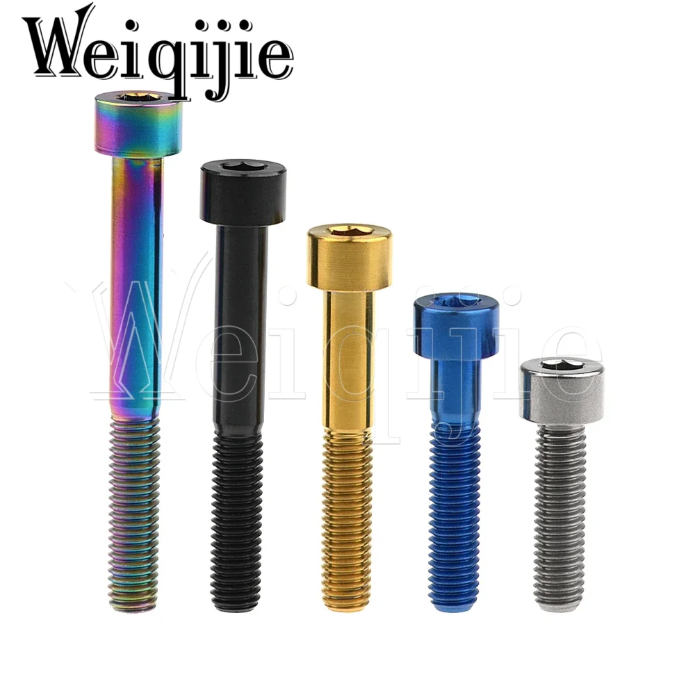 Weiqijie Titanium Bolt M7/M8x15 20 25 30 32 35 40 43 45 50 60 70mm Hexagon Screw for Bicycle Motorcycle Titanium Screw