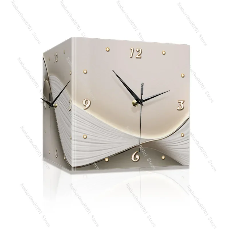 Modern simple corner lamp double-sided clock household living room corner led stereo clock punch-free corner wall clock