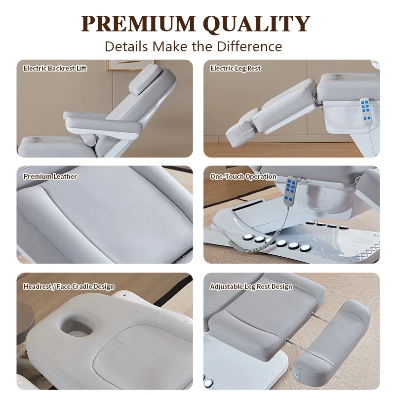 High Adjustable Beauty and Eyelash Bed Featuring Remote and Foot Pedal Controls 4 Adjustment a Heating Function Facial Care Spa