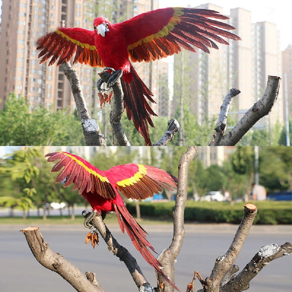 big simulation dark red parrot model foam and feather wings bird gift about 60x110cm xf2968