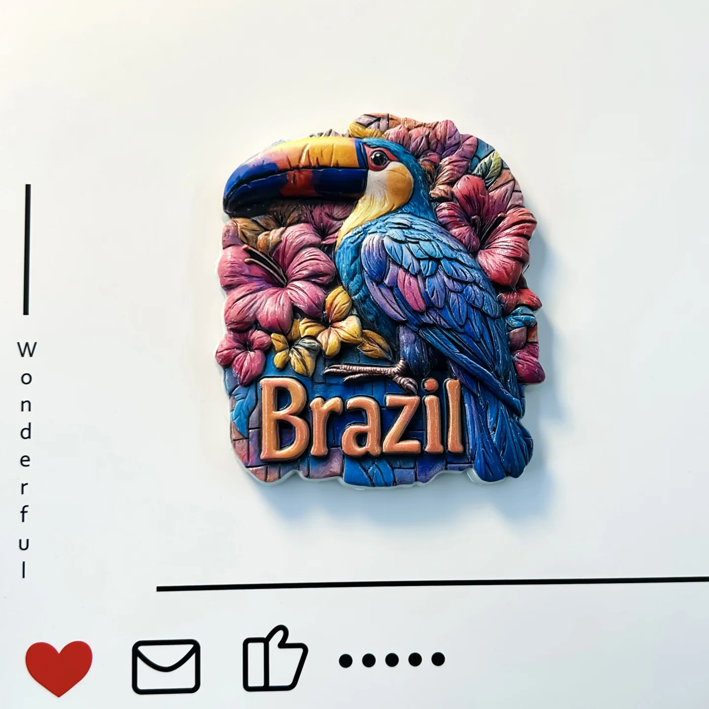 Brésil, animaux emblématiques, toucans, artisanat de décoration intérieure, fleurs spéciales, autocollants pour réfrigérateur