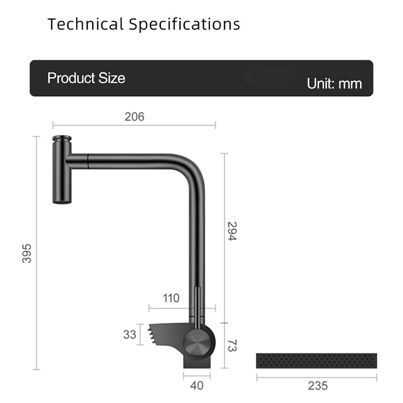 Waterfall Faucet Hot and Cold Water Kitchen Faucet Dual Holder Switch Pull Out 360 Degree Kitchen Mixer Tap