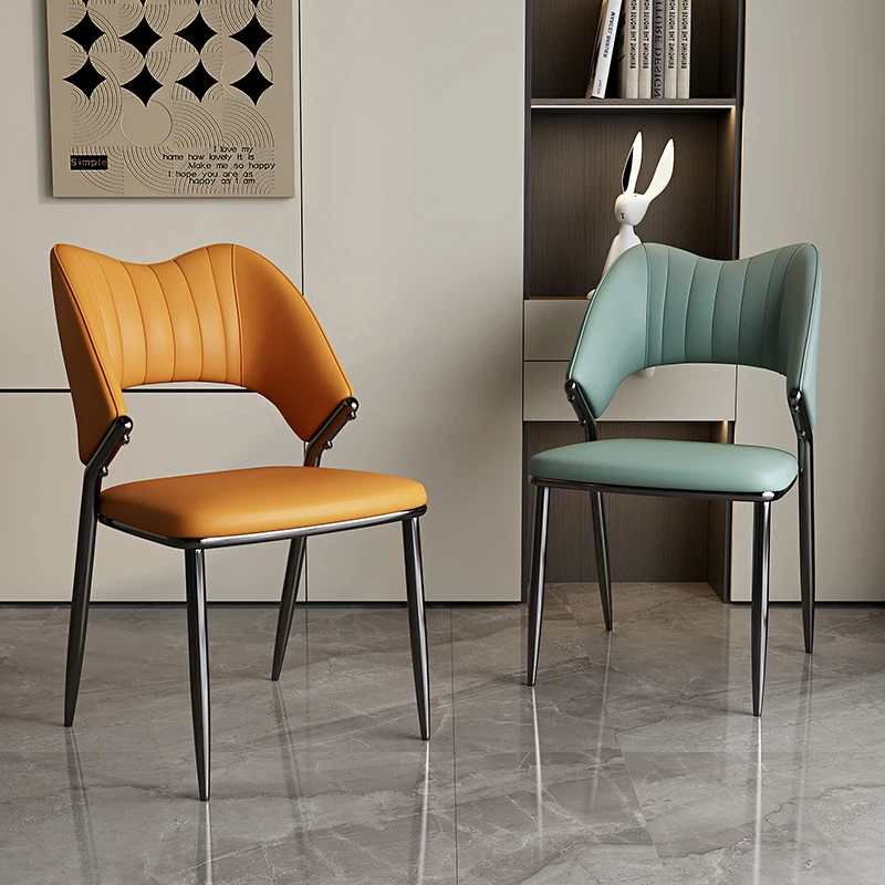 Colorful Contemporary Luxury PU Leather Dining Chair with Metal Legs Minimalist Home Furniture Hotels Home Bars Workshop Parks