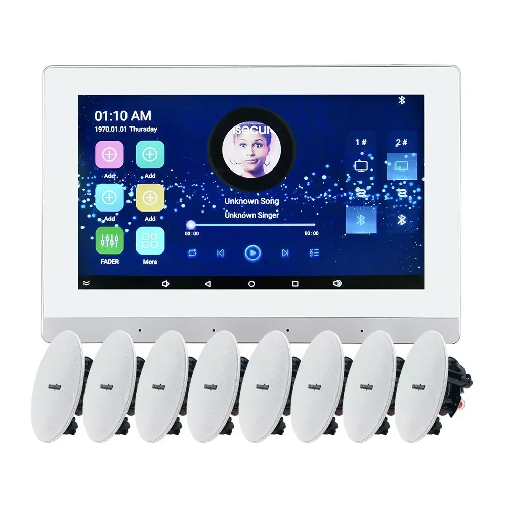 

2 Zones WiFi Bluetooth Stereo Audio Ceiling Speakers With Wall Mount Amplifier Subwoofer Home Surround Sound System