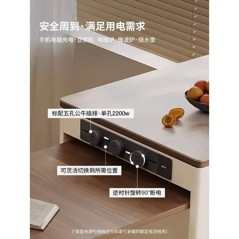

Retractable island dining table integrated folding mobile cream wind retro small apartment dining table