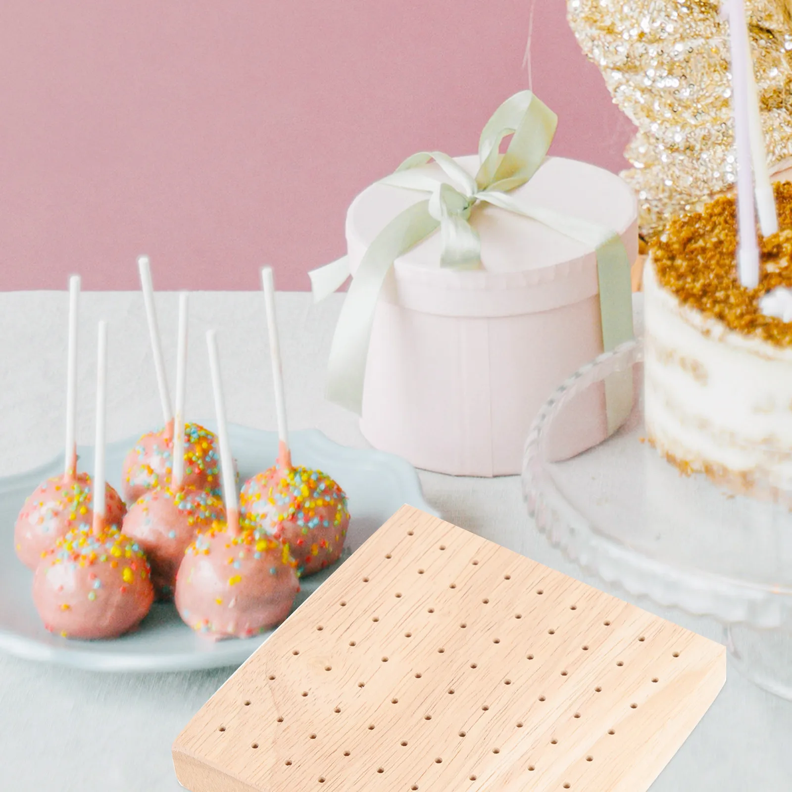 2Pcs Solid Wood Lollipop Stand Simple Generous Design Party Lollipop Holder Compact Space Saving Display Rack for Banquets