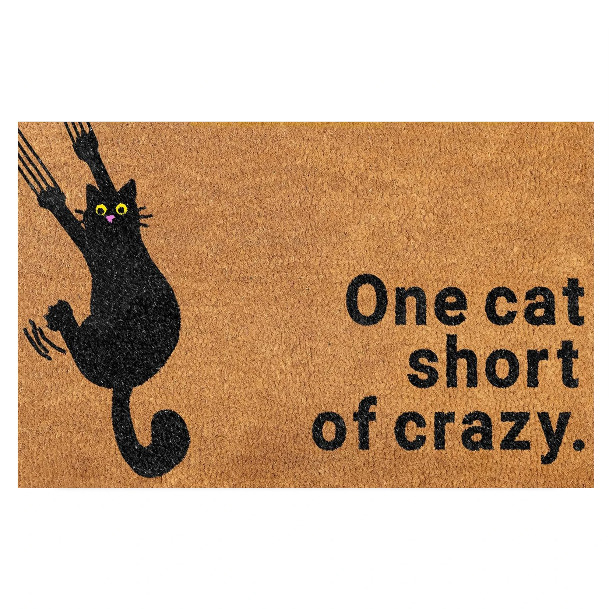 

One Cat Short Of Crazy Doormat Rubber Non-Slip Funny Mats for Entryway Door Mat Indoor Floor Kitchen Novelty Gift