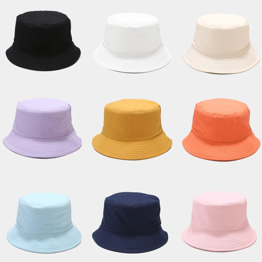 

Macaron Solid Color Bucket Hats Women and Men Summer Casual Two Sides Wear Fisherman Hat Outdoor Sunscreen Panama Basin Cap
