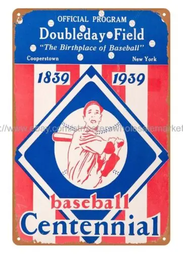 art on wall 1939 Baseball Hall of Fame Grand Opening Game Program metal tin sign