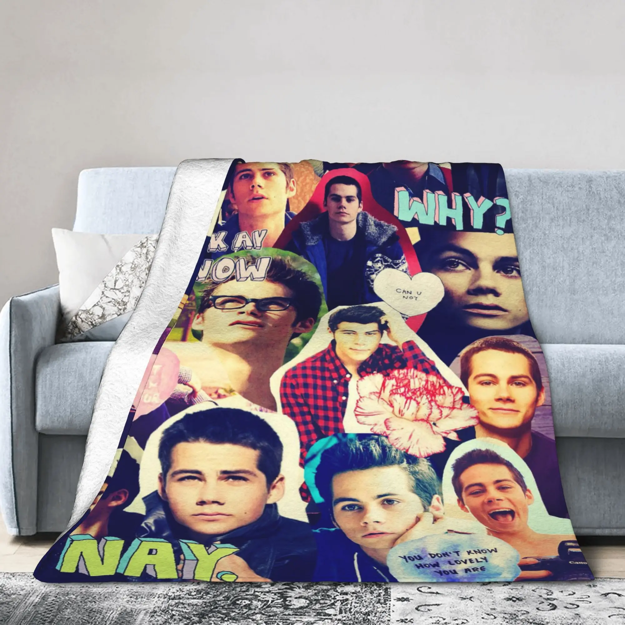 Dylan O'Brien Photo Collage Flannel Blankets Actor Custom Throw Blankets for Home 125*100cm Bedspreads