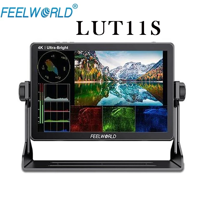 FEELWORLD LUT11S 10.1 Inch 2000nit Ultra Bright IPS Touch Screen 3DLUT 3G-SDI DSLR Camera Field Monitor with F970 Power