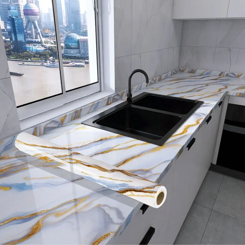 50cm Kitchen Cabinets Wallpaper Waterproof and Oil Resistant High Temperature Resistance Adhesive Wall Wallpaper Sticker Home