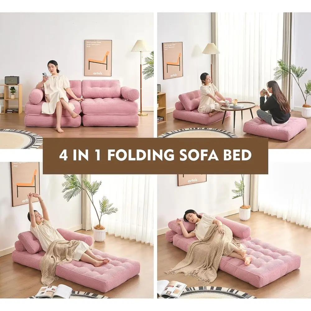 Poltrona Compacta Rosa para Espaços Pequenos: Solução para Sala de Estar e Quarto com Almofada Embutida