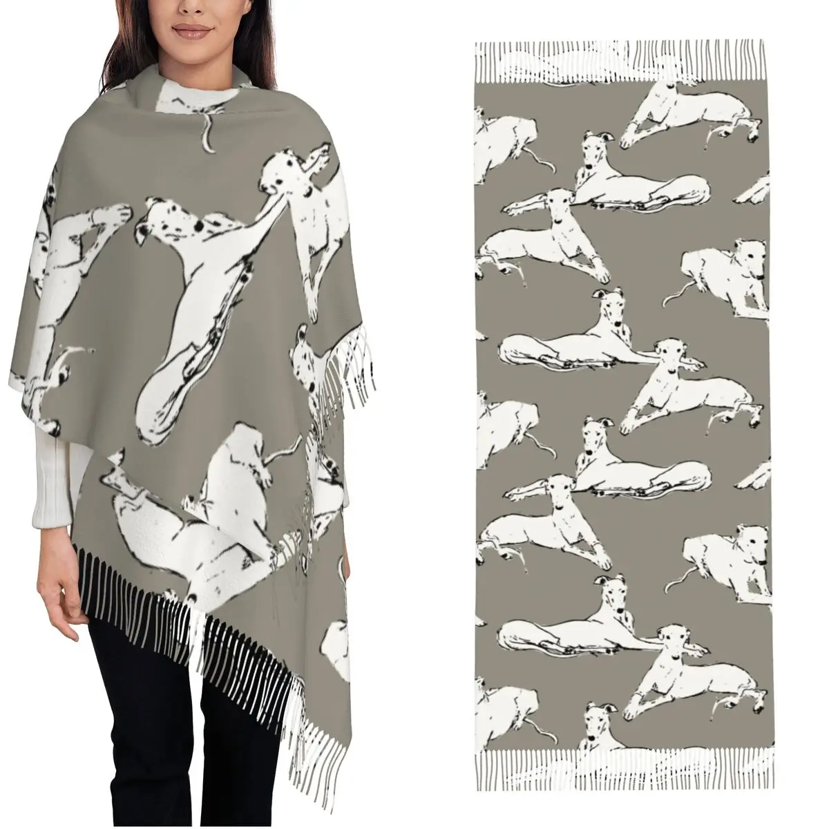 

Расслабляющий шарф борзой уиппета для женщин, осенне-зимние шали из пашмины и накидка, длинный большой шаль для собак, шарф для женщин