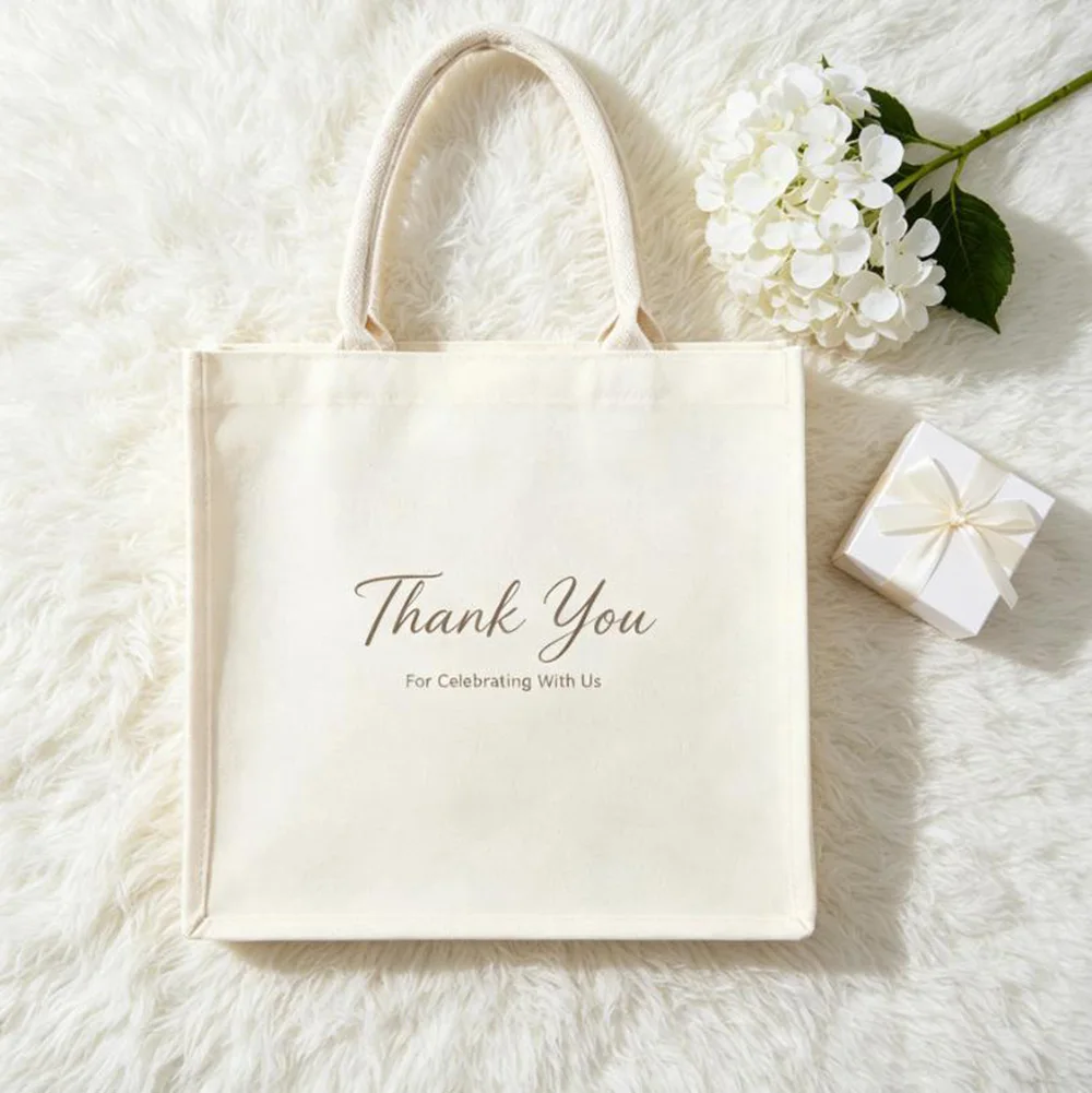 

Custom Small Tote Bag for Wedding Favor Free Printing Personalized with Couple Name Mini Cotton Canvas for Guests Present