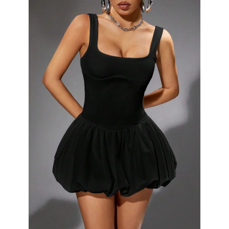 

New Women's Simple Sexy Tank Dress Slim Fit Puff Short Dress