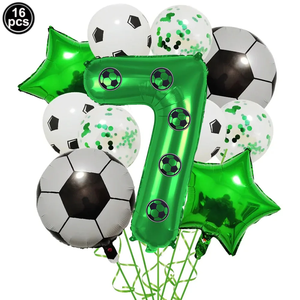 Soccer Balloons 6th Birthday Decoration 32inch Number 6 Foil Balloon Boys 1-9th Birthday Party Football Themed Party Supplies