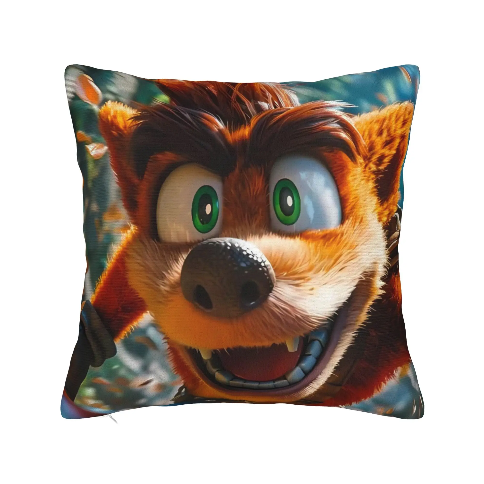 Crash Bandicoot Face Shot Pillow Cover  Cute Funny Pillow Case For Sofa Home Decoration Graphic Cushion Cover Gift