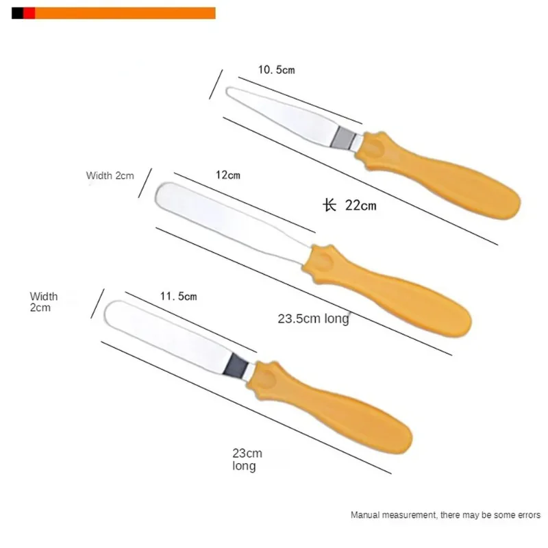 New 3PCS/Set Cream Spatula Cake Stripper Scraper Stainless Steel Trowel Set Baking Tools