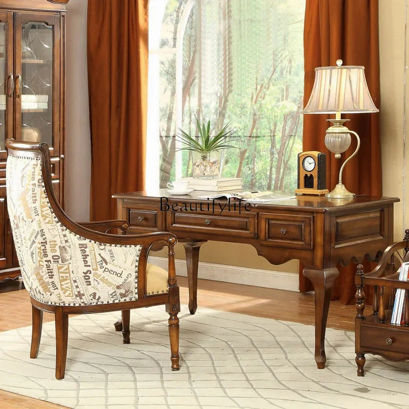 

yj19 American-style Solid Wood Computer Desk Home Office Writing Desk Bedroom Desk