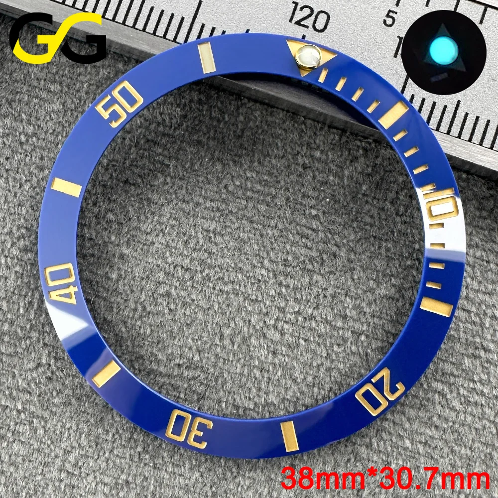 38mm * 30,7mm/38,5mm * 31mm Keramik-Lünette SUB Hochwertige Uhrenteile Zubehör Abgeschrägte Blaue Leuchtmasse – Detail 8