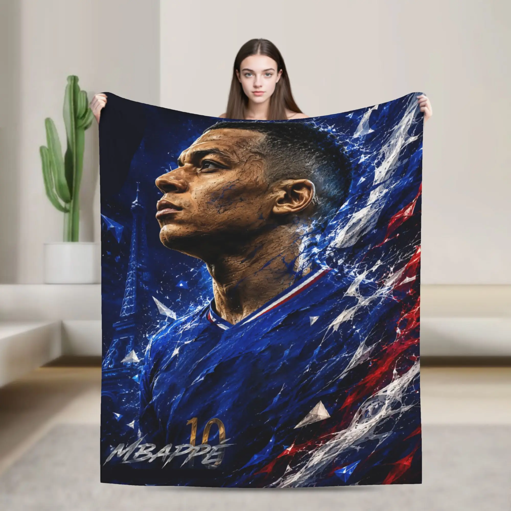 Mbappes Blanket Football Number 10 Flannel Funny Breathable Throw Blanket for Bed Sofa  Winter
