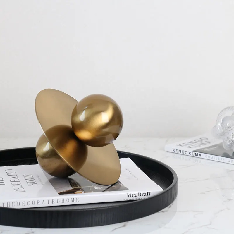 Modern Model Room Study Porch Golden Planet Decoration Ornaments Creative Metal Round Geometric Decorative Furnishings
