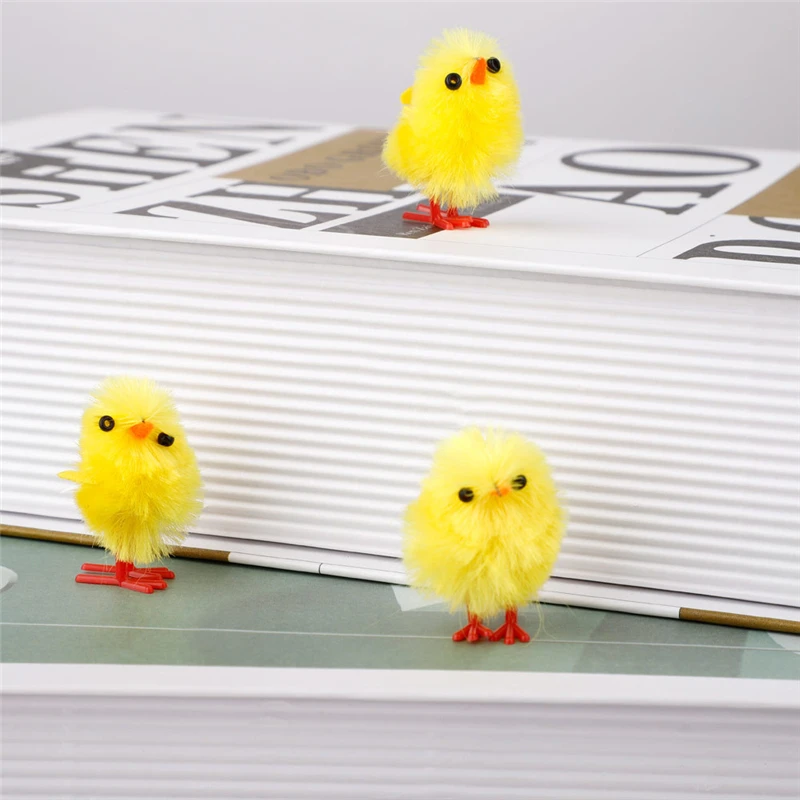 60PCS Mini Easter Chicks Yellow Easter Decoration Toy Spring Garden Home Decorations Toys Cure Ornaments Set Gift for Chicken